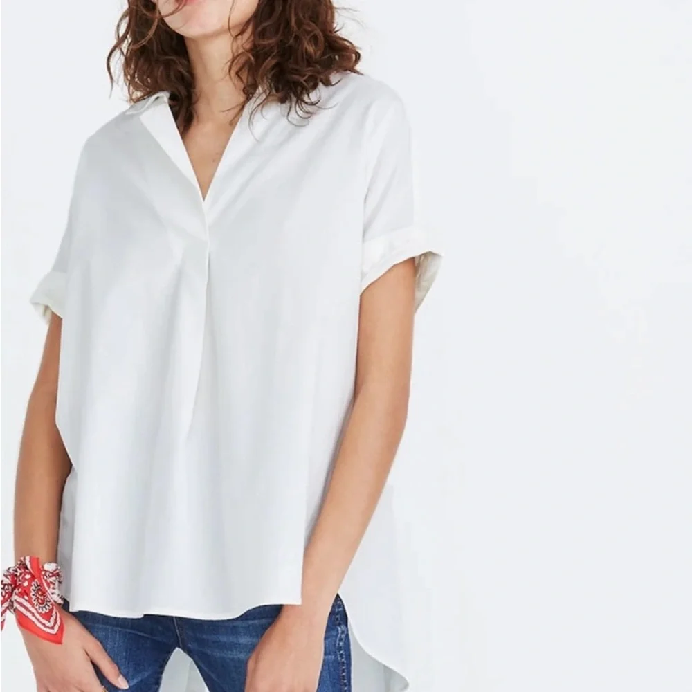 Madewell Courier Button-Back Shirt | White | Size M | Preowned - Picture 4 of 15